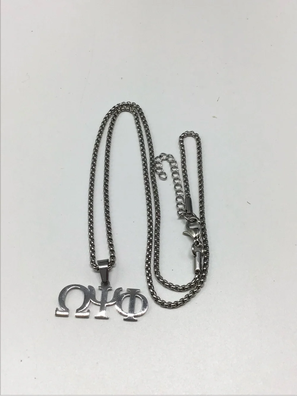 Omega Psi Phi Silver Stainless steel Greek Letter Necklace